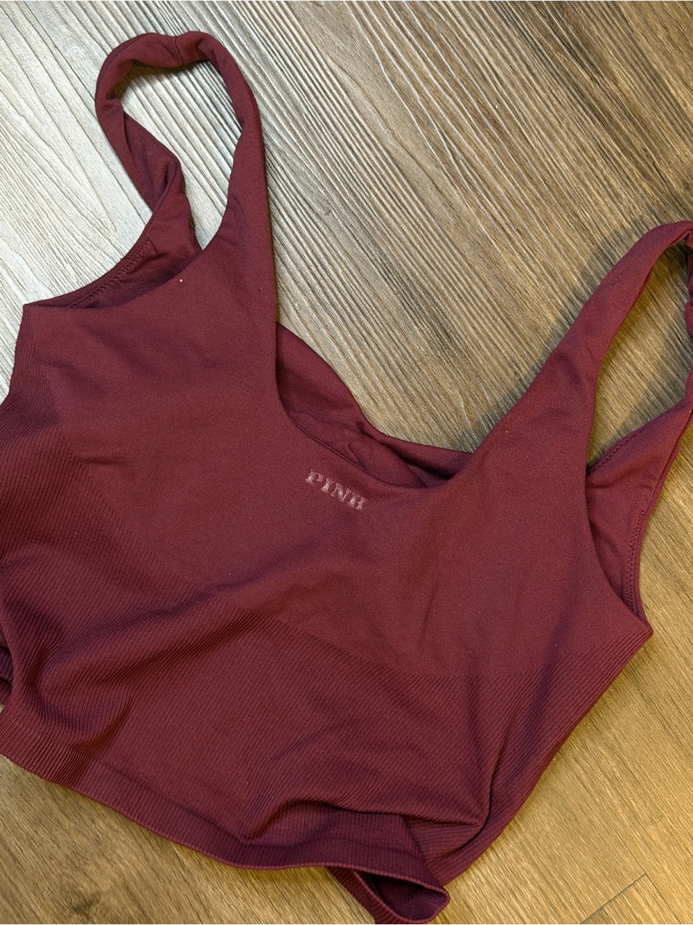 PINK Victoria's Secret Burgundy Ribbed Crop Tank
